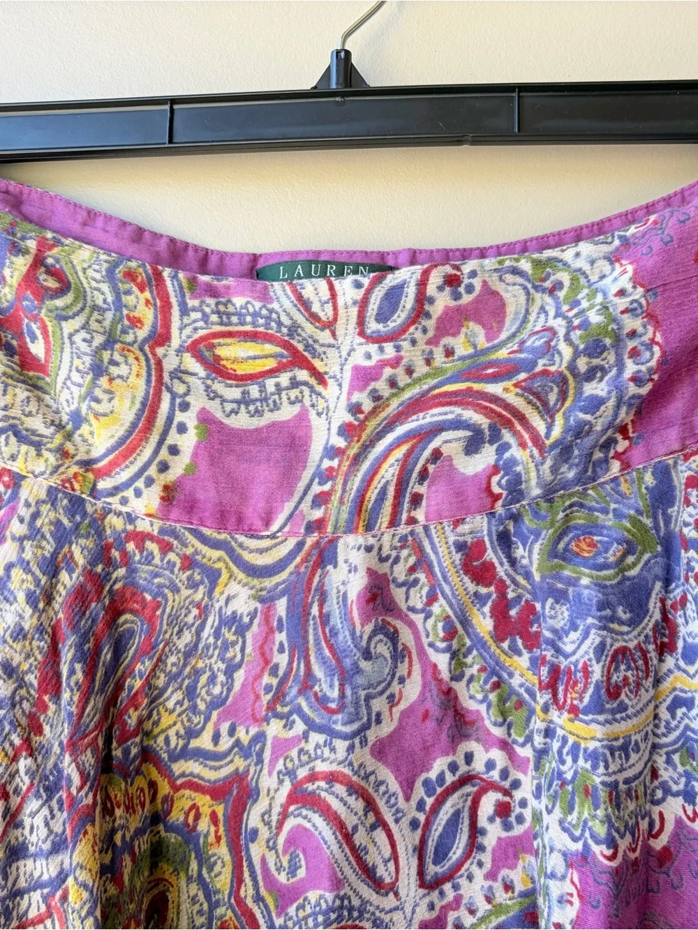 Asymmetrical Floral Paisley Pink A-Line Midi Skirt